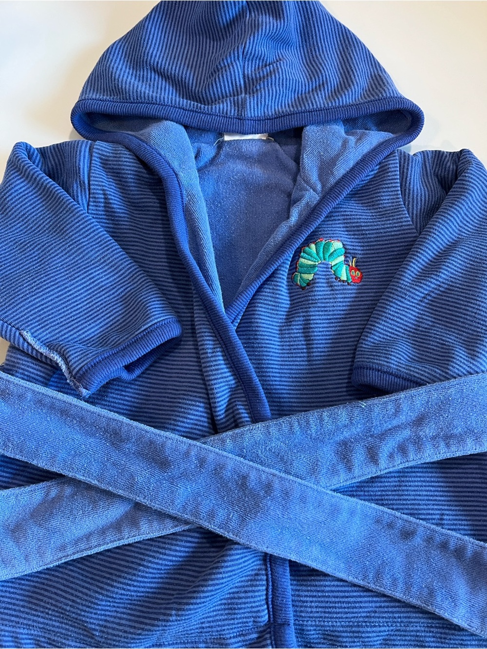 Carter's Blue Hooded Terry Robe with Caterpillar Patch - Eric Carle, artist, 0-9